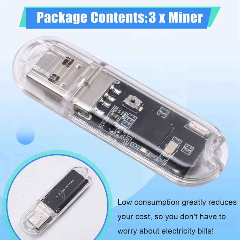 

3PCS USB Miner BTC Miner 45-50KH/S Solo Lottery Miner Bitcoin Mini Miner Asic Mining For Office Home