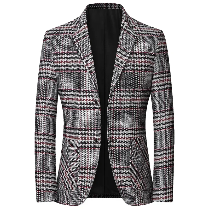 New Spring Autumn Men Plaid Formal Wear Blazers Jackets Male Business Casual Suits Coats Quality Male Blazers Jackets Coats 4XL