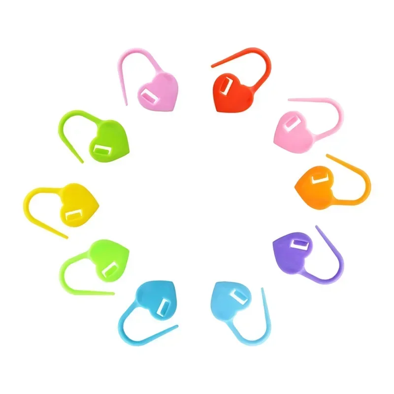 50/100pcs Heart Knitting Crochet Markers Locking Stitch Needle Clip Markers Ring Sewing Accessories DIY Weaving Knitting Tools