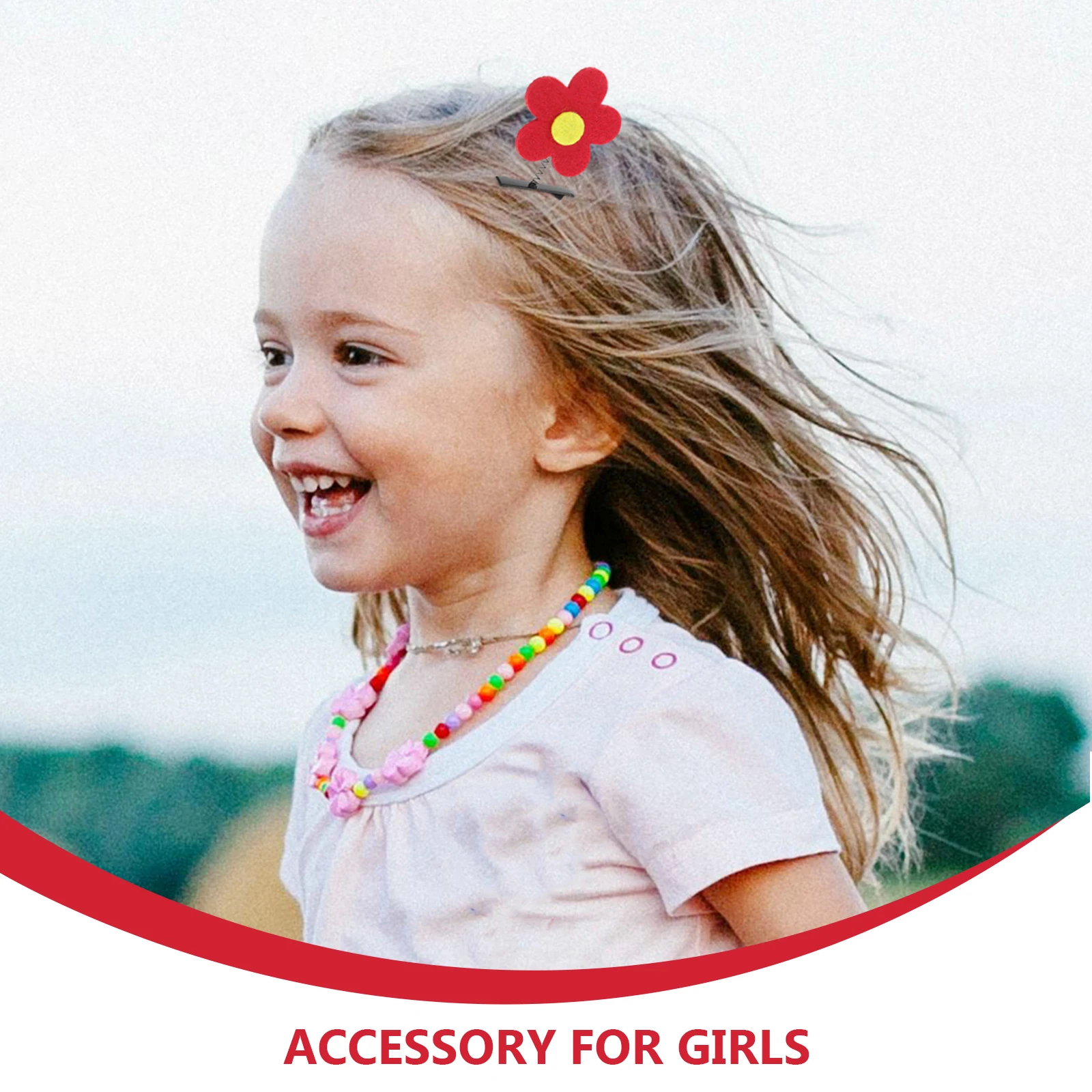 

10Pcs Little Red Flower Hairpin Girls Cartoon Hair Clip Non woven Fabric Duckbill Thin Hairpin Practical Everyday Performance