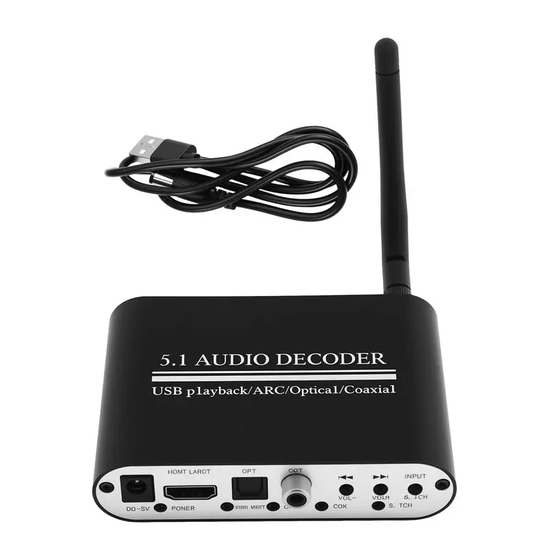 

Аудиодекодер Y43A-5.1 5.1-канальный с Bluetooth, цифровой оптический/коаксиальный преобразователь - совместимый