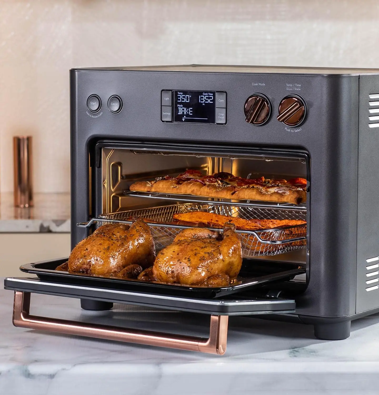 Cafe Couture-horno con freidora de aire, 14 modos de cocina en 1 que incluyen acabado crujiente, Wifi, negro mate