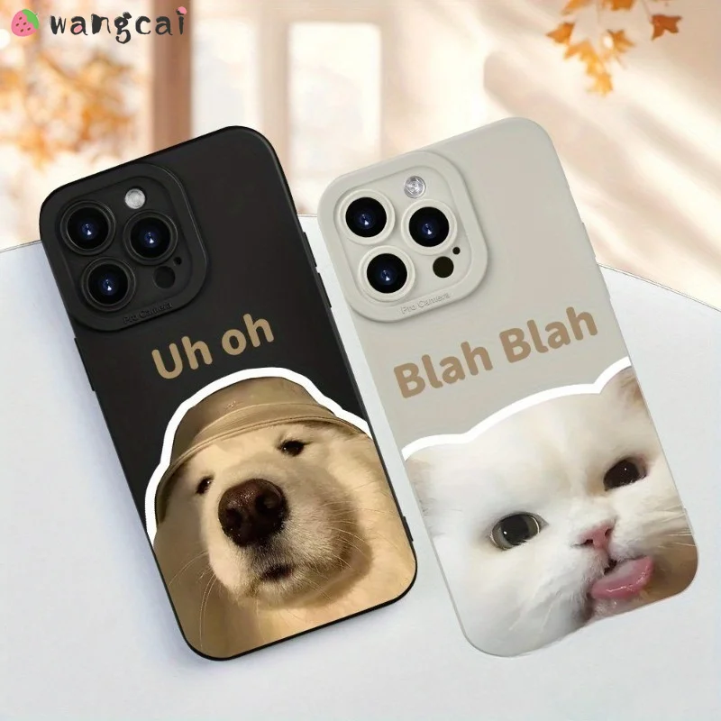Cute Cat Dog Solid Color Phone Case For Samsung Galaxy A91 A73 A72 A71 A70 A70S A56 A55 A54 A53 A52S A51 5G 4G Back Cover