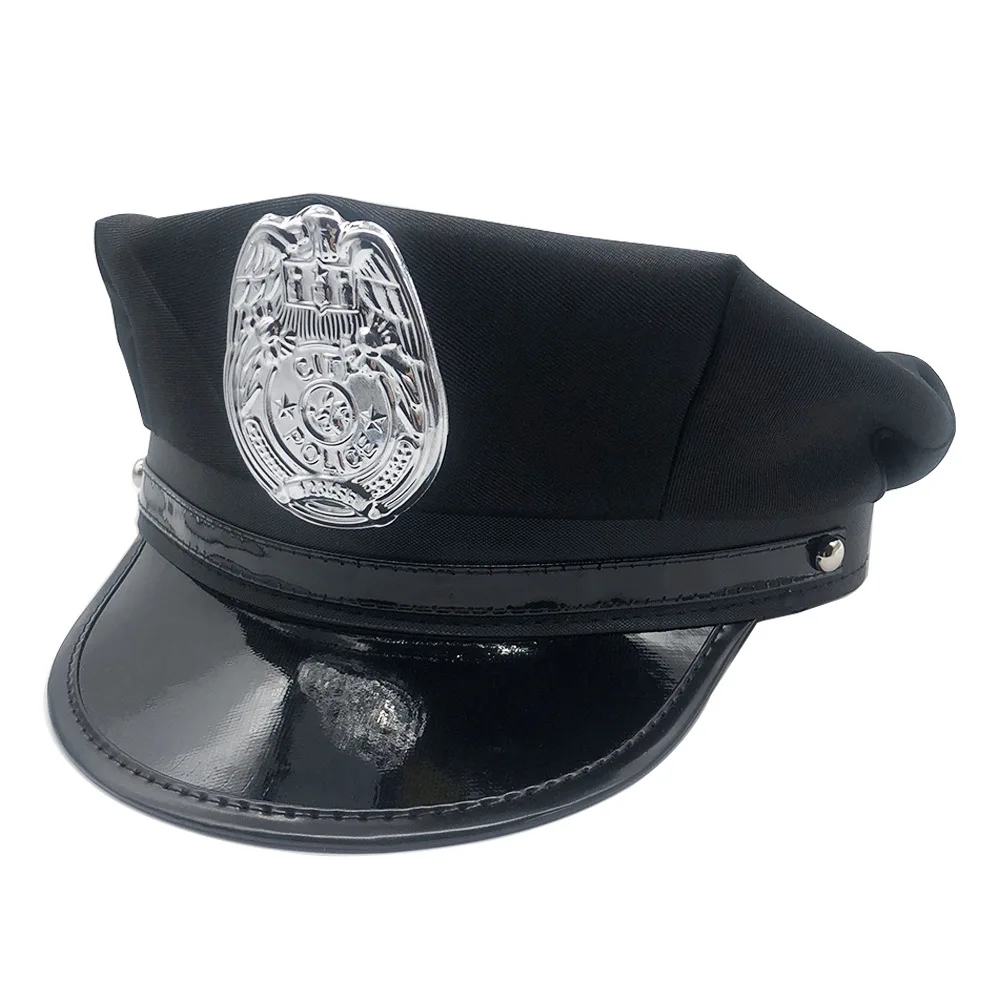 

Military Hat Army Peaked Octagonal Police Cap Black Child Uniform Seductive role-playing Female 8M260