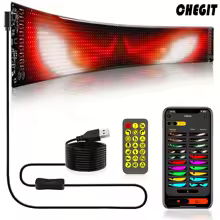 Panneau lumineux LED matriciel à pixels, application Bluetooth, contrôle USB 5V, animation défilante programmable pour voiture, affichage publicitaire.