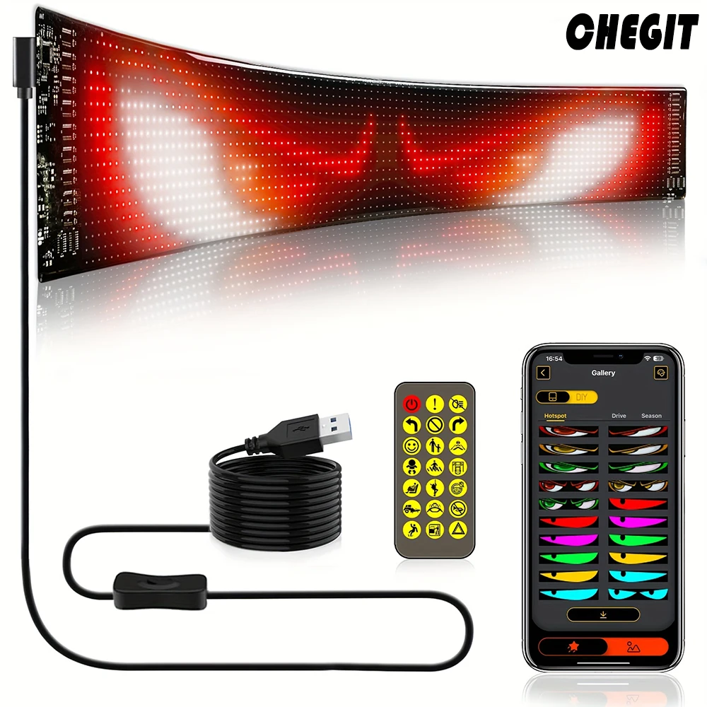 LED Matrix Pixel Panel Light Bluetooth App 5V USB  Control Scrolling Advertising LED Car Sign Animation Programmable for Car Sho