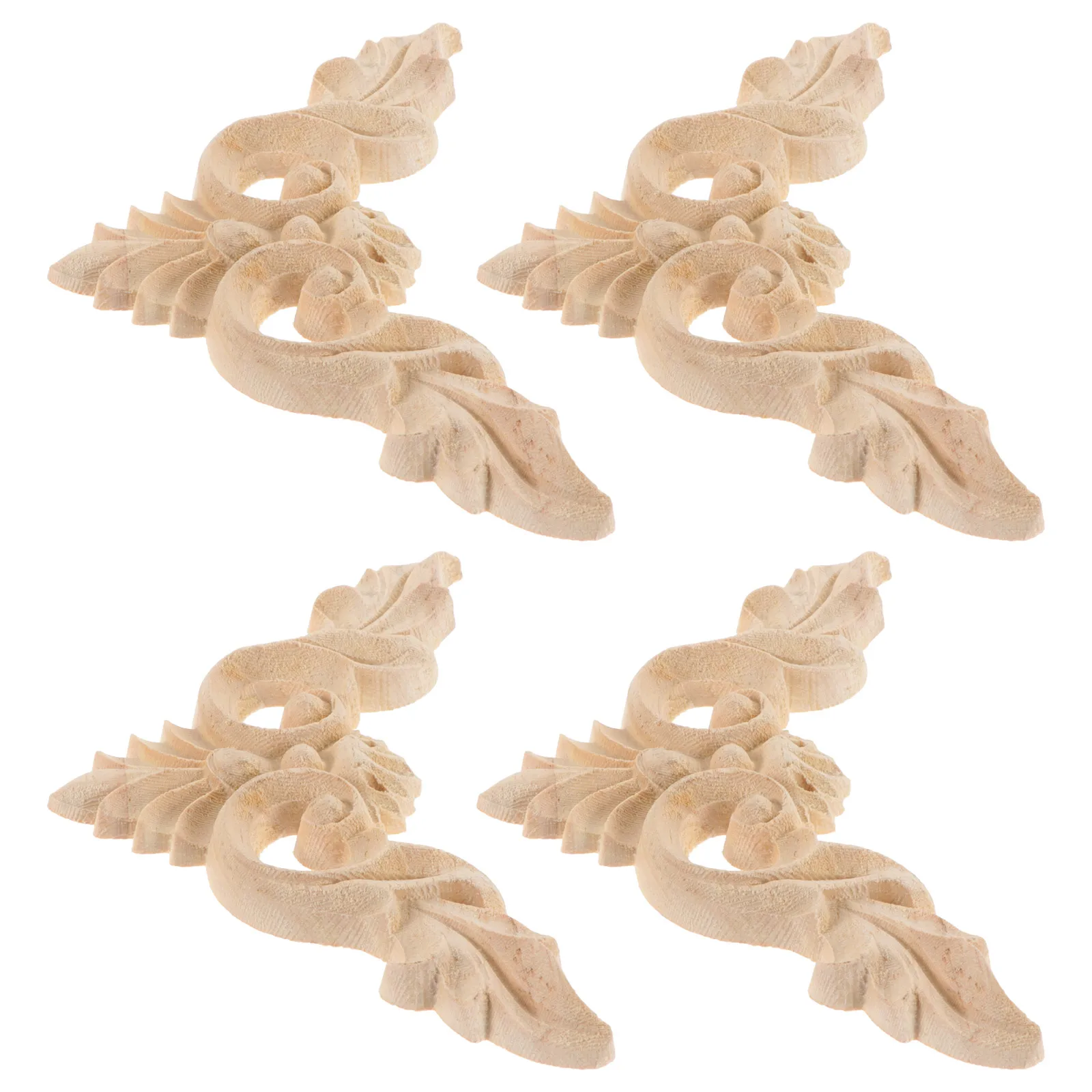 

4pcs Appliques Unpainted Carved Onlay Furniture Decorative Accessories Vintage Unpainted Onlay Home Retro Style