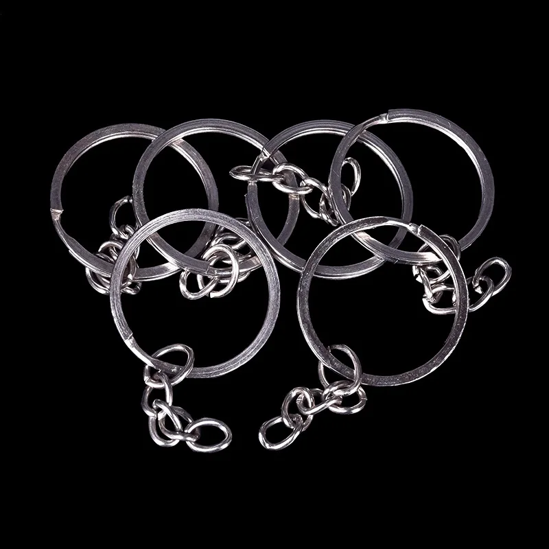 Hama Bead Accessories Metal Keychain with Chain Flat Double-layer Key Ring Hanging Ring Diy Accessories Metal Earth