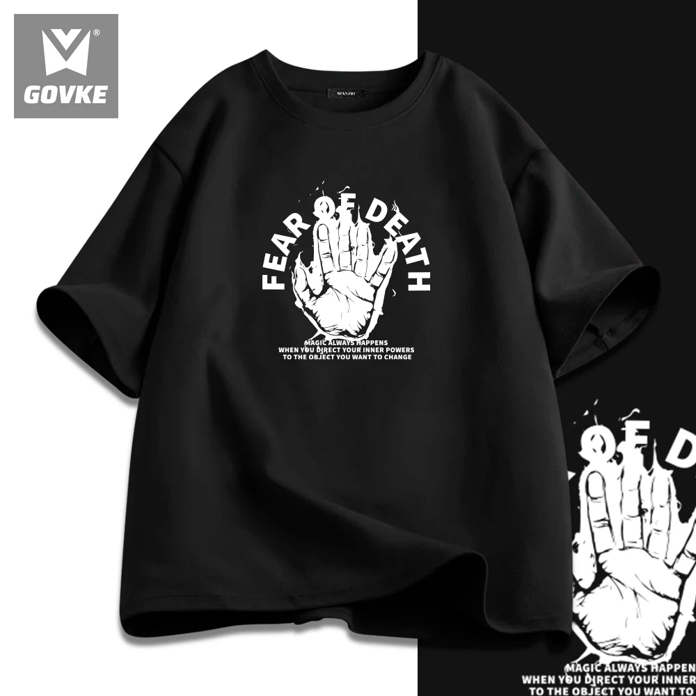 Fear of Death Riginal Men's Printed T-shirts Gothic Clothing 100% Cotton  Short Sleeve Plain T-shirt Exercise Elaxation Fitness