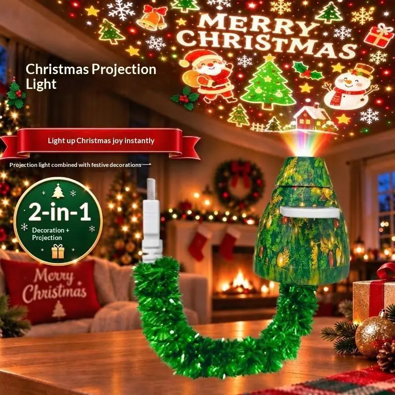 Christmas Projector Light USB Powered Night Light With 6 Holiday Pattern Flexible Tree Lamp For Bedroom Ceiling Supply Kit