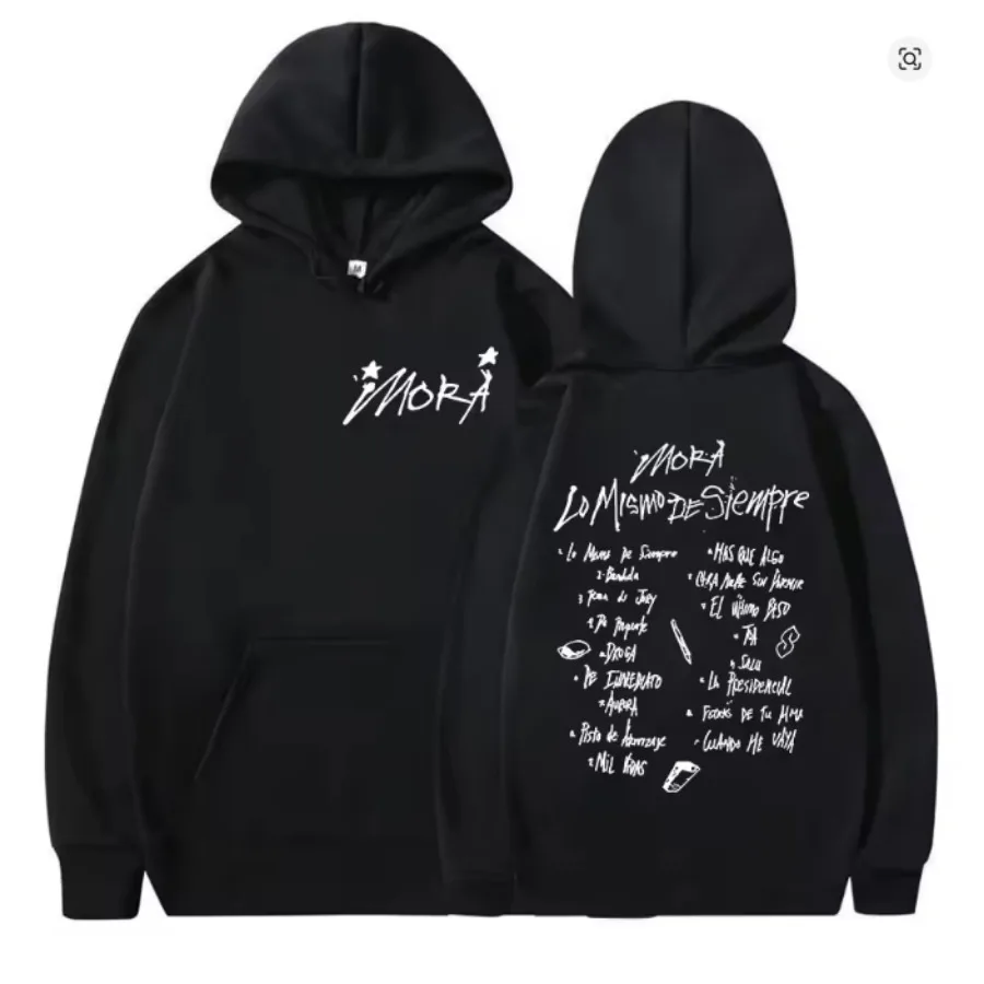 

Худи оверсайз унисекс (женское/мужское) с принтом Rapper Mora Lo Mismo De Siempre Tour 2026, уличная одежда, хип-хоп, пуловер, куртка с капюшоном