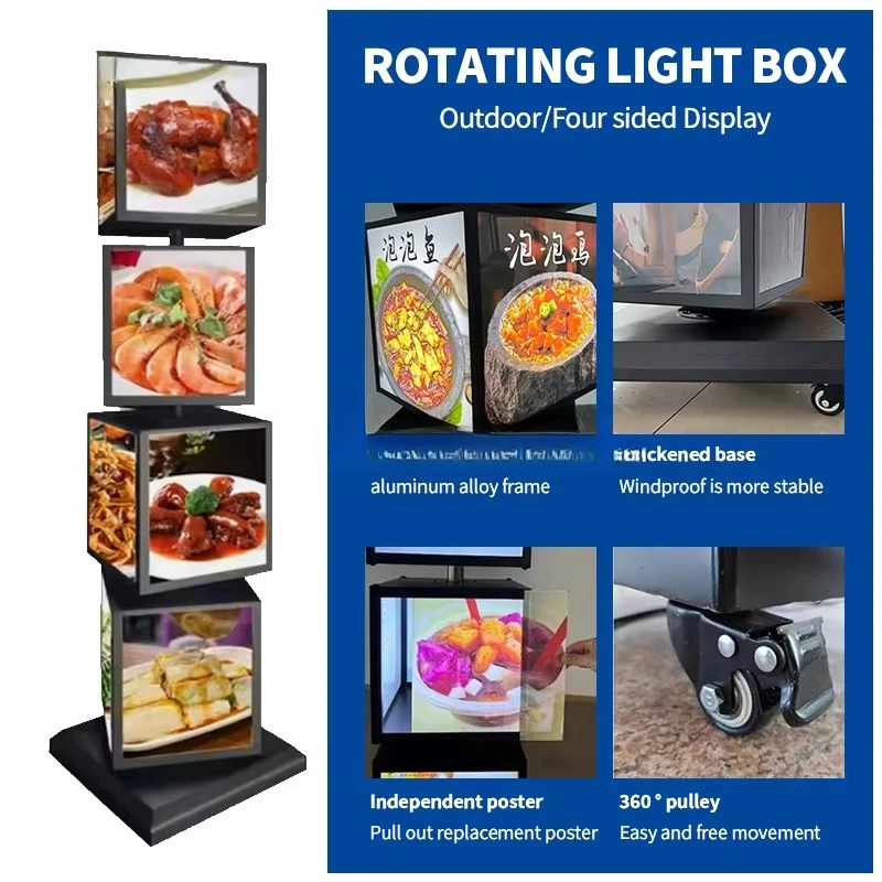 جديد عمودي أربعة جوانب الدورية صمام ثنائي باعث للضوء شعار الإضاءة الدورية صندوق إضاءة متجر الأحذية أربعة طبقة لوحة مضيئة
