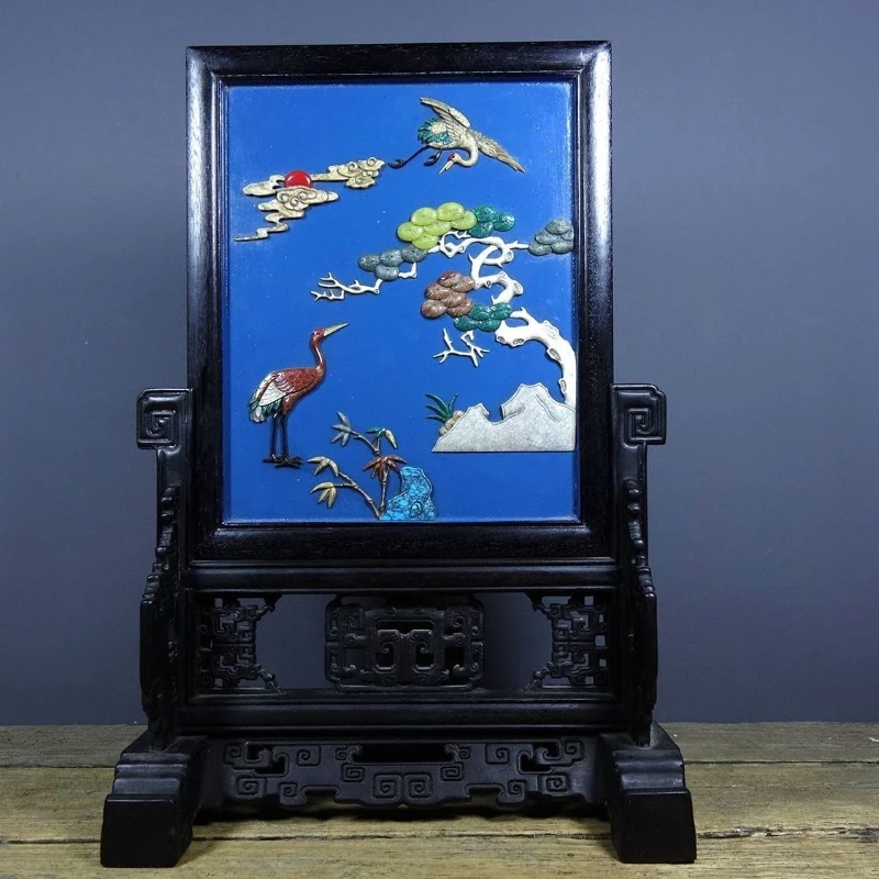 

Red sandalwood lacquer ware Duobao screen ornament collection gift