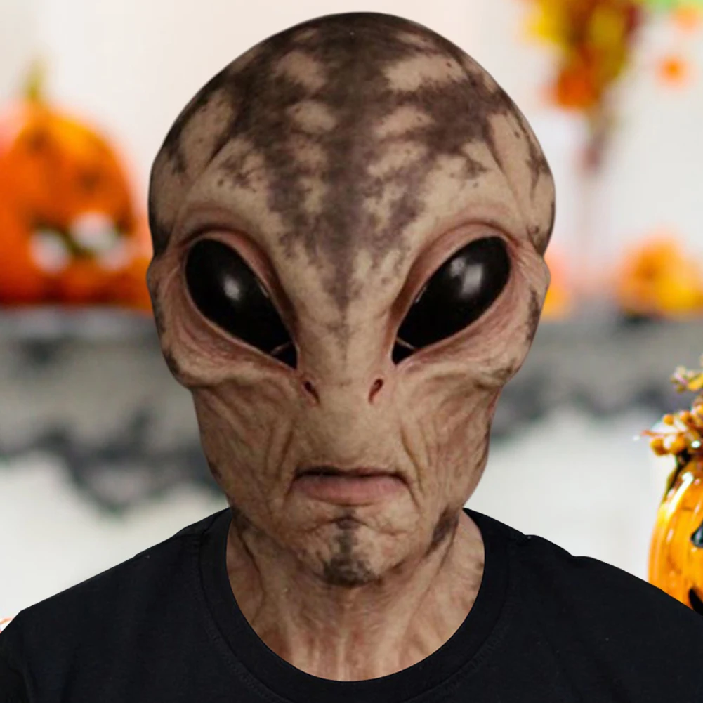 Halloween Alien Mask Alien Latex Full Head Mask Realistic Alien Face Masks Funny Cosplay Prop Mask for Halloween Cosplay