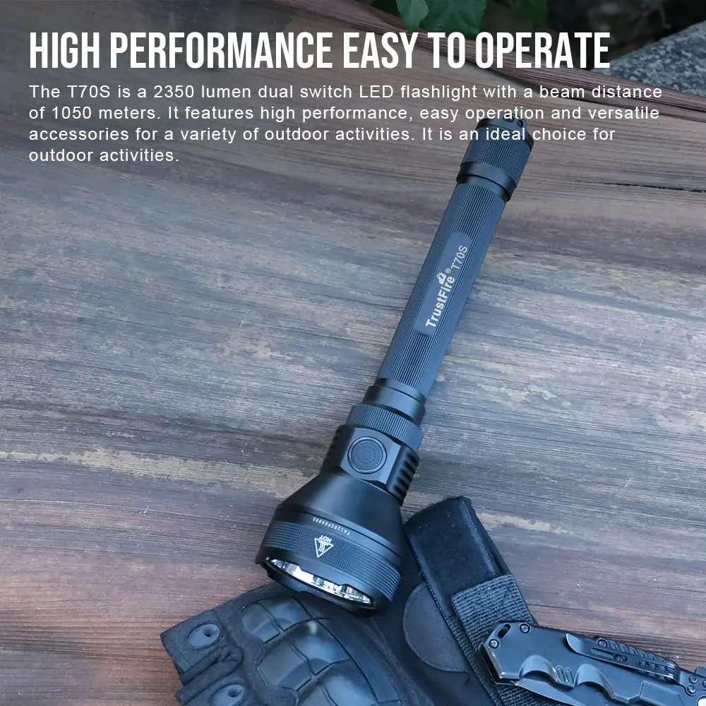 Охотничьи лампы Trust Fire T70, 1050 м, тактический фонарь на большие расстояния, 18650, супервысокий, 2350 люмен, USB C, фонарик для кемпинга