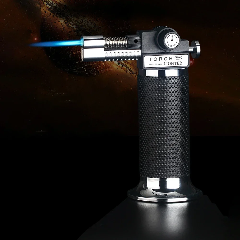 Dual Fire Lighter Adjustable Welding Torch Spray Gun Jet Flame Lighter Kitchen Cooking Outdoor BBQ Windproof Metal Cigar Lighter