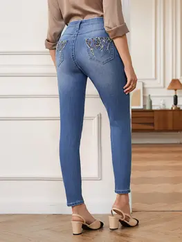 ג'ינס באורך קרסול גבוה לנשים, גזרה צרה, מכנסי ג'ינס אופנתיים קלאסיים, מכנסי קז'ואל, אופנת רחוב, ג'ינס לנשים 8 best sales ג'ינס גבוה - №5