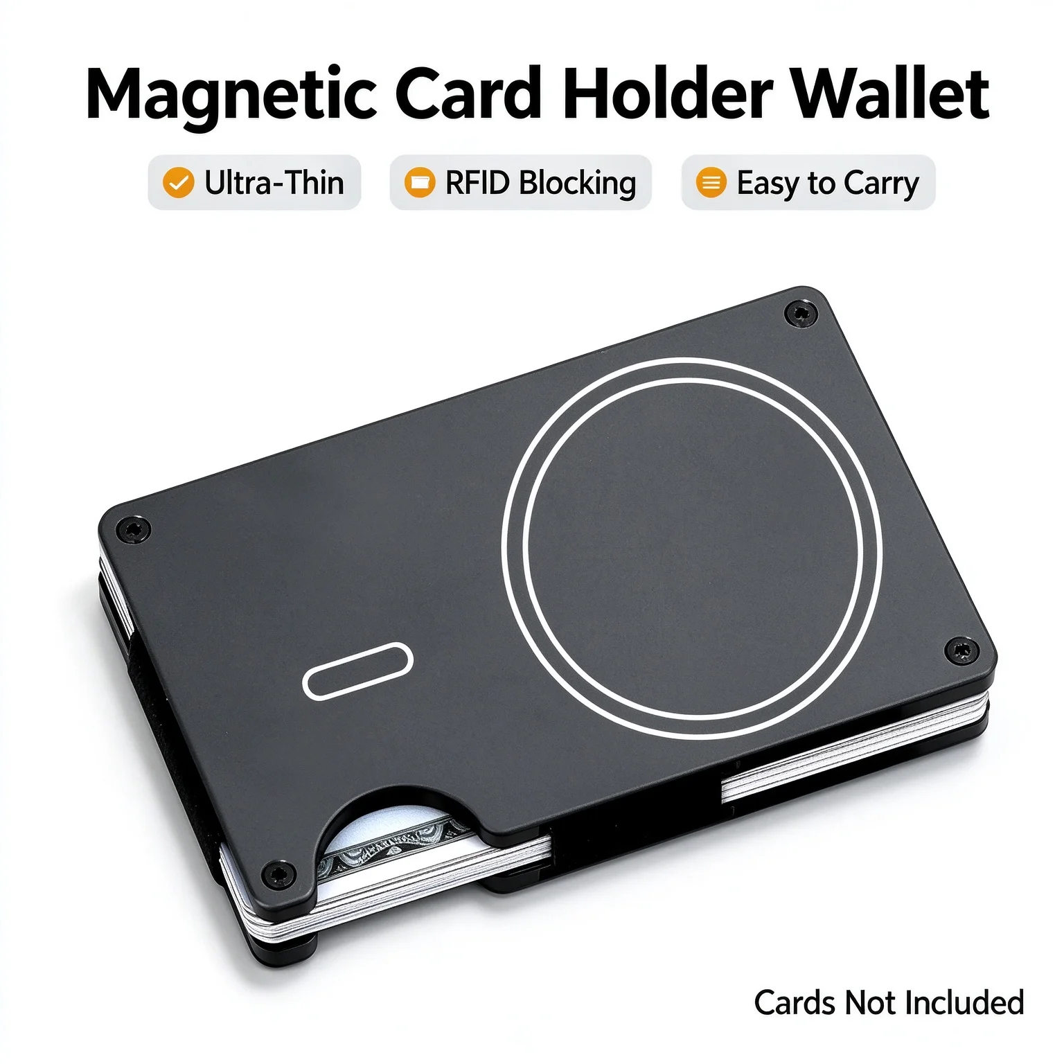 1 Pc Slim RFID Blocking Wallet Magnetic Pop-Up Card Holder Automatic Slim Card Holder for Men with Print for Phone Compatibility