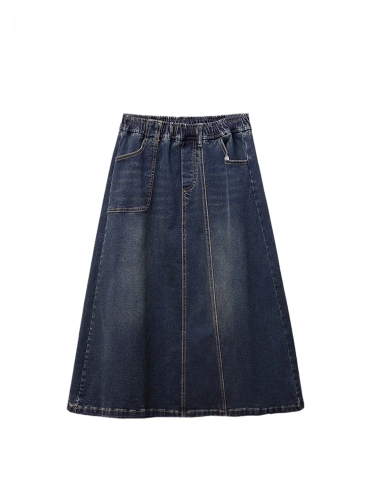 

Новая комфортная хлопковая юбка А-силуэта с высокой талией для женщин, повседневная, для полных, осенне-зимняя