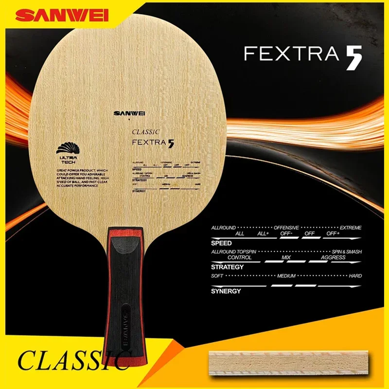 

Original SANWEI FEXTRA 5 Table Tennis Blade 5 Ply Wood All-around Ultra Tech SANWEI Ping Pong Racket Bat Paddle