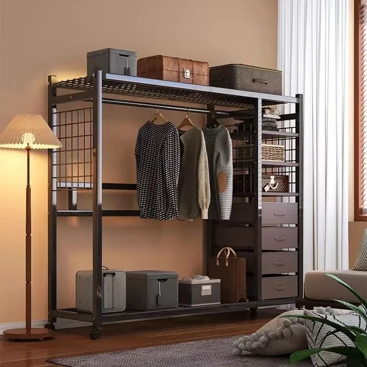 

Bedroom Explosive Free Combination Metal Wardrobe Easy Assembly Wardrobe Multi-layer Shelf