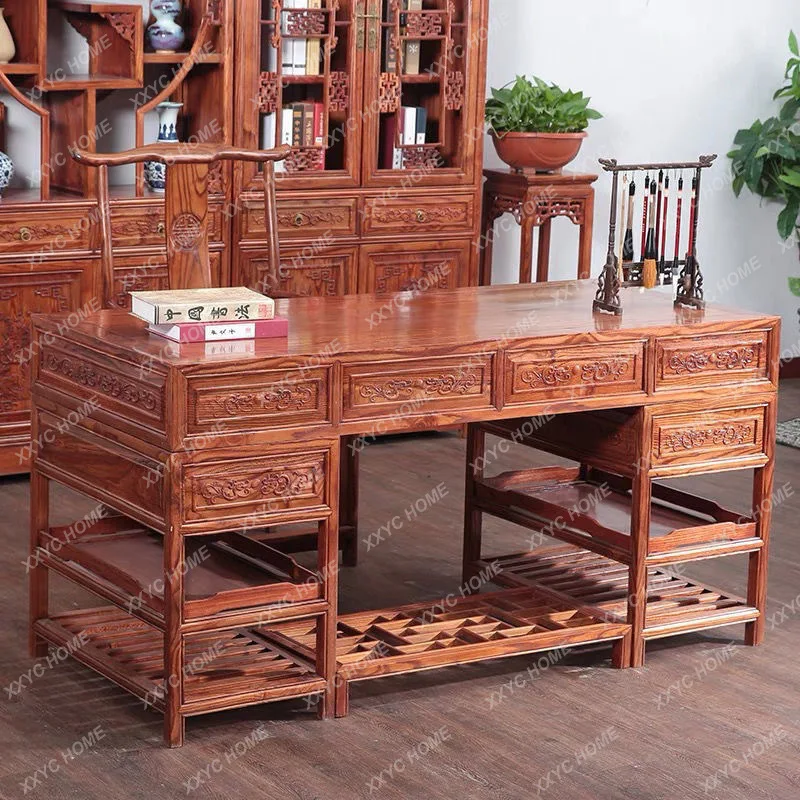 

Классический китайский письменный стол из массива дерева, новый и в винтажном стиле, консультационный стол.
