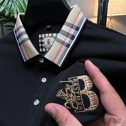 High End Brand Summer New 2024 Cotton Men's Breathable Polo Shirt Short Sleeved Business Casual Luxury Quality Fashionable Top