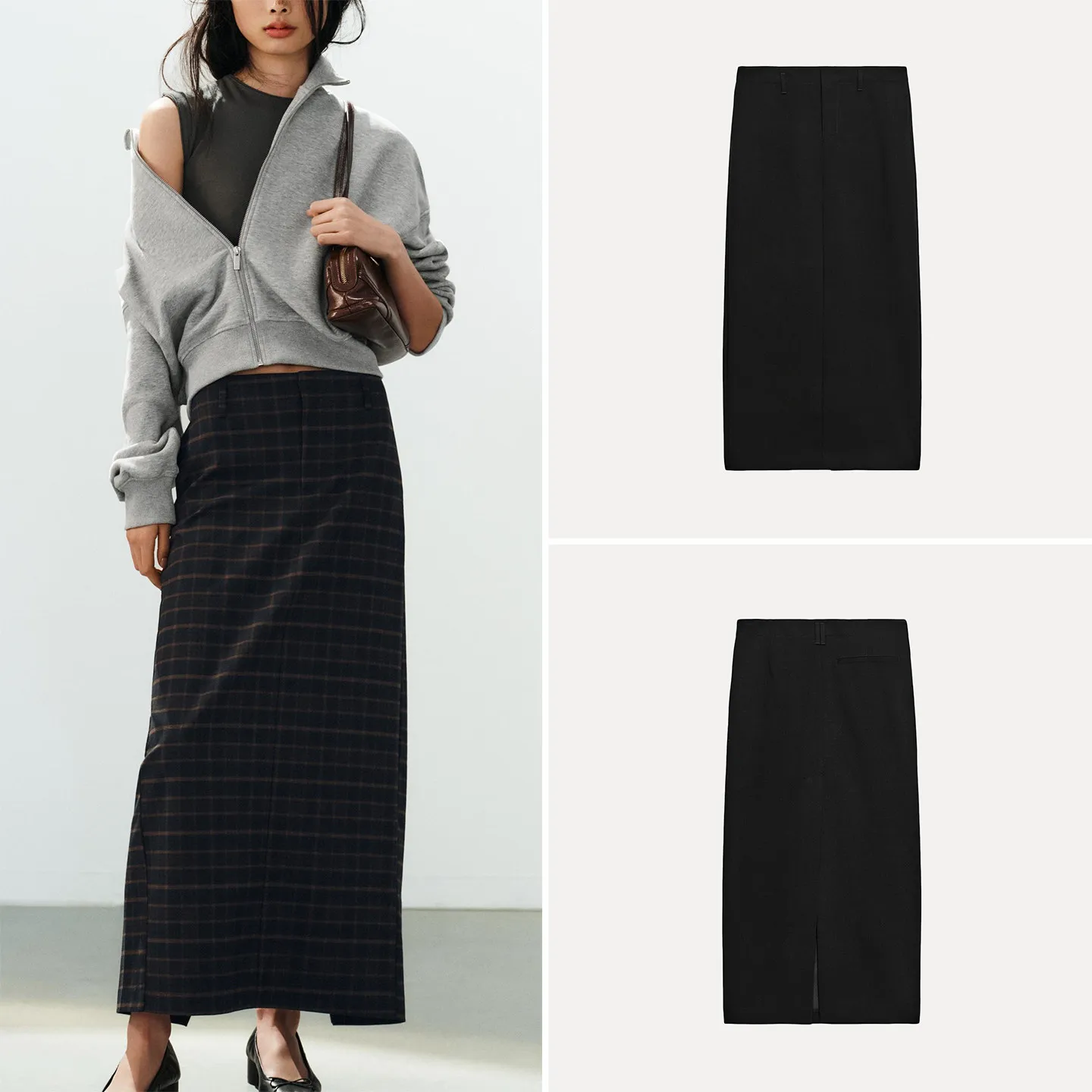 Midi Skirt High Waist Split Design Autumn Collection Women's Fashion 2026 New Arrivals Half-length Skirts Standard Fit