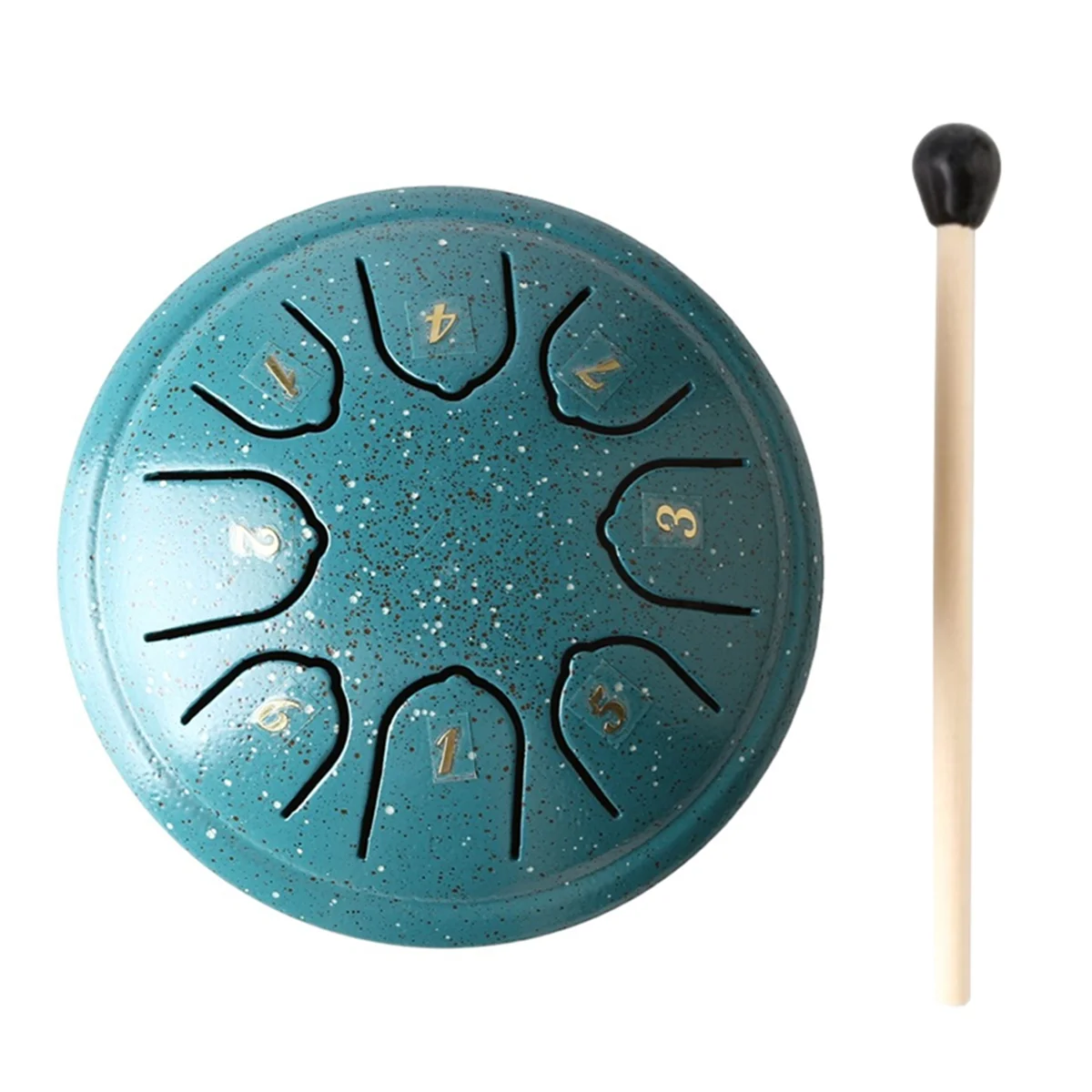 Rain Drum for Outside Steel Tongue Drum, 8 Notes 4.5 Inch Chakra Tank Drum Steel Percussion Padded Mallets Peacock Green