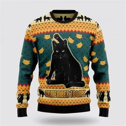 Christmas Ugly Sweater Men 3d Print Xmas Animal Cat Graphic Pullover Retro Unisex Funny Harajuku Y2k Casual Long Sleeves Clothes