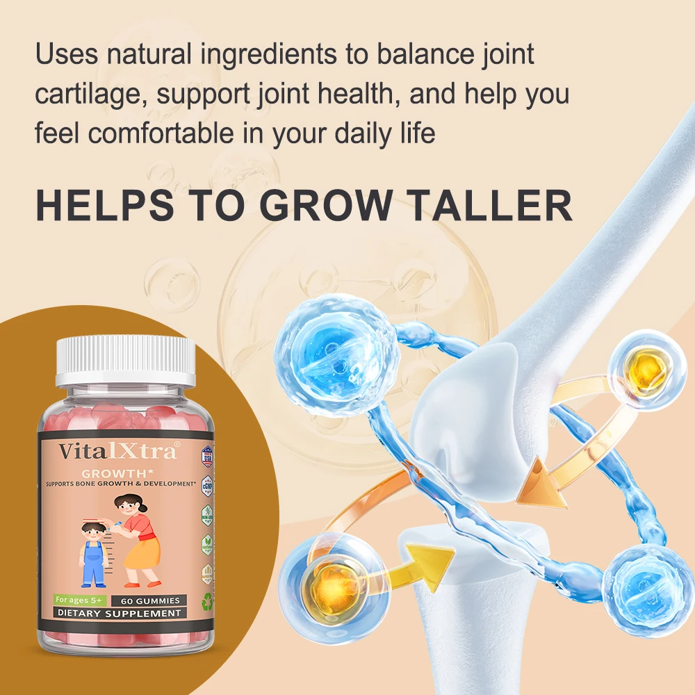 علكات نمو الارتفاع - مع أشواغاندا والكالسيوم، تدعم نمو العظام وتنمية الأطفال والمراهقين والشباب #6