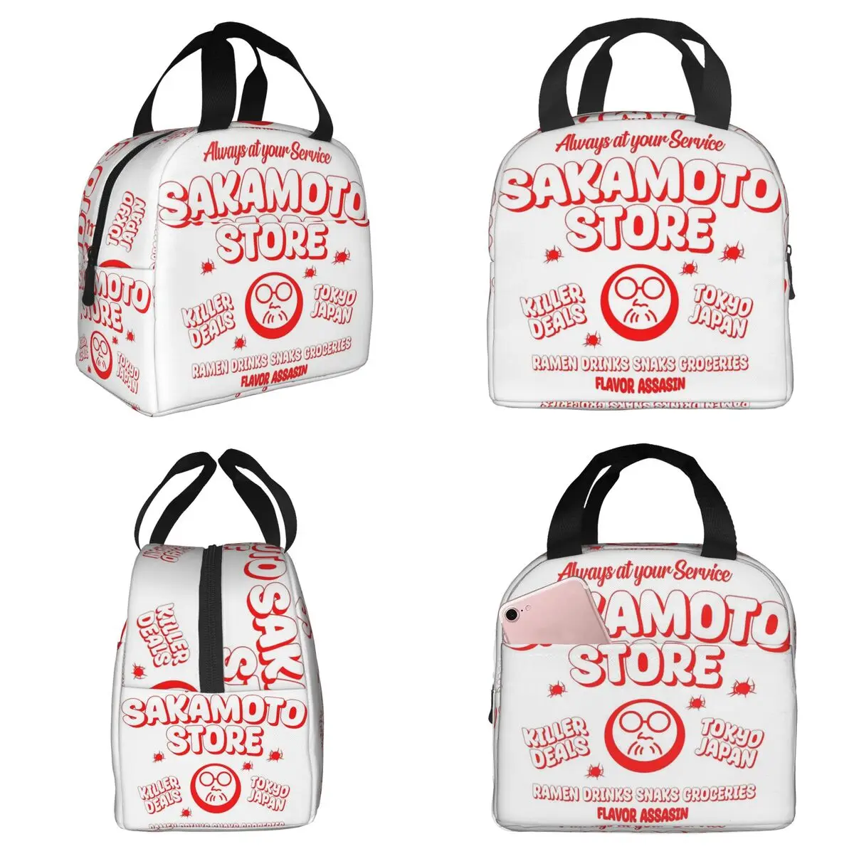 Sakamoto Days STORE Isolierte Lunchtasche für Damen, Büro-Kühltasche, Thermo-Lebensmittelbox, tragbare Lunchboxen, Behälter