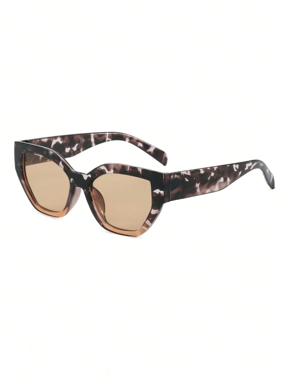 1 Pair of Women's Black Cat-Eye Pc Frames with Personalized Contrasting Color Leopard Print Temples, Retro Fashion Glasses