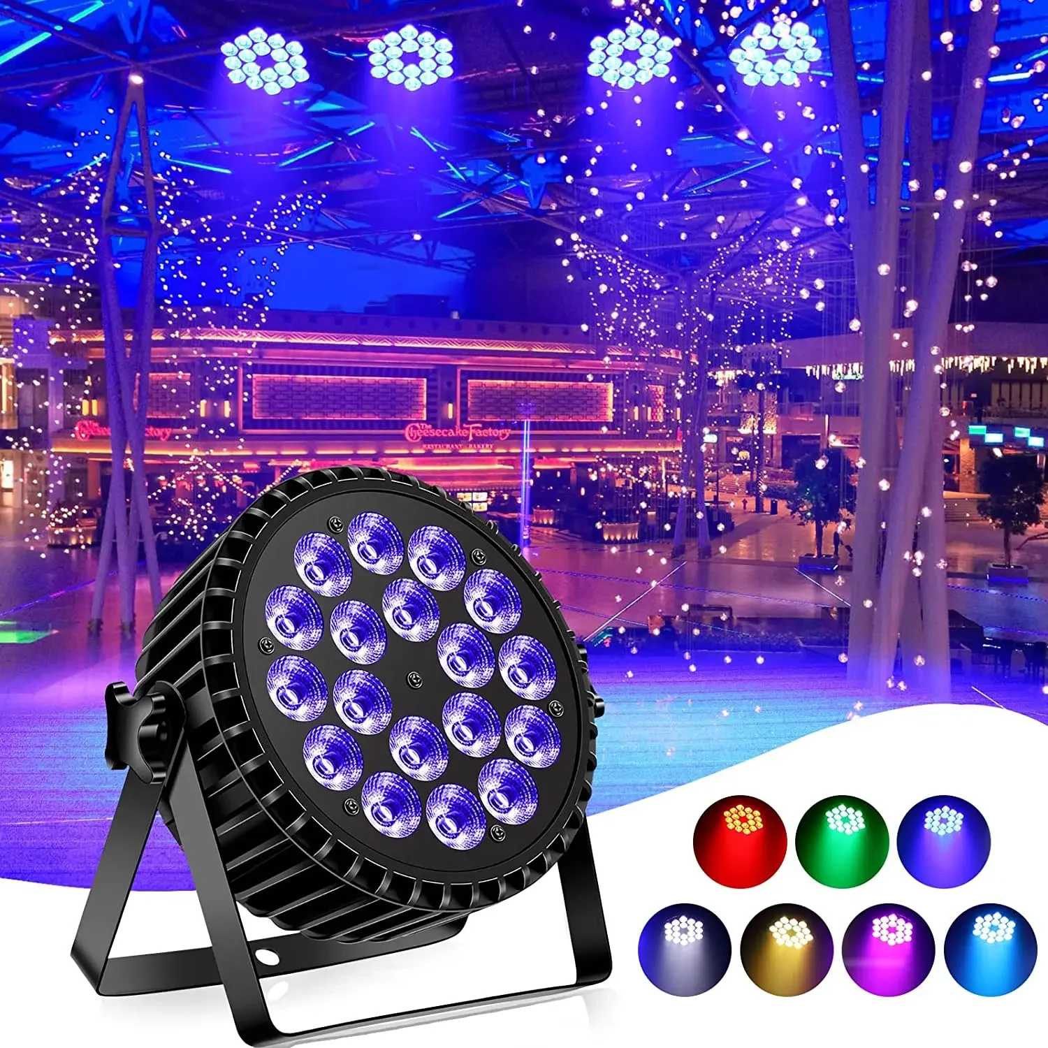 BOTAI Factory Price 18*15W RGBWA UV 6 in 1 LED Flat Par Professional DJ Equipment Stage Disco Lights