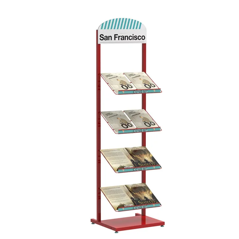 

custom.Magazine Display Rack Four Layer Metal Newspaper Rack Magazine Material Promotion Shelf Boutique Store