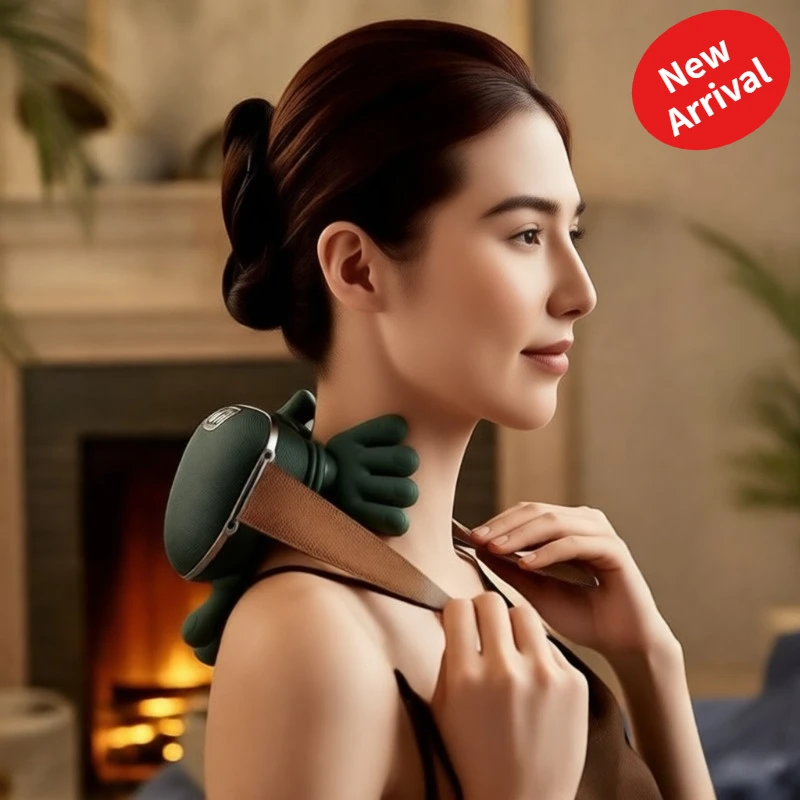 New Neck Massager Bionic Hands - Dual Heads Fit Cervical Curve 3 Levels & Heat 0.76kg Wireless for Muscle Fatigue Relief