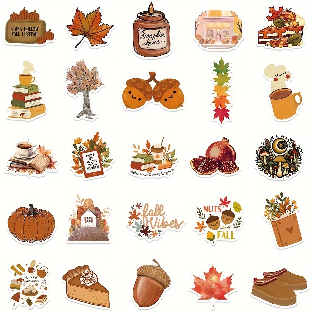 50 قطعة ملصقات سلسلة الخريف الشكر ديكور مابل ليف الحصاد ملصقات جراب هاتف حقيبة كمبيوتر محمول ملصقات مقاومة للماء احتفال هدية