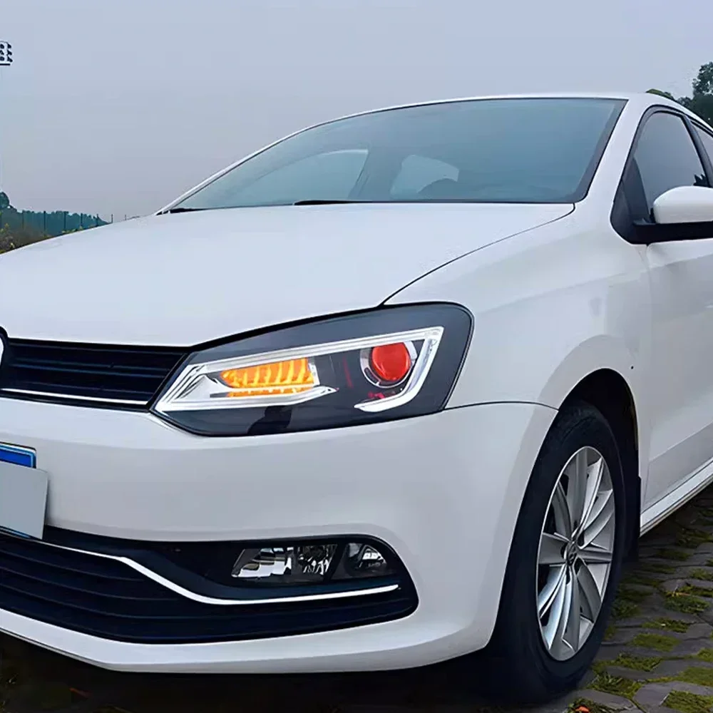 مجموعة مصابيح أمامية للسيارة لسيارة فولكس فاجن بولو 2011-2017 LED المصابيح الأمامية للسيارات ترقية عالية التكوين ملحقات عدسة العرض
