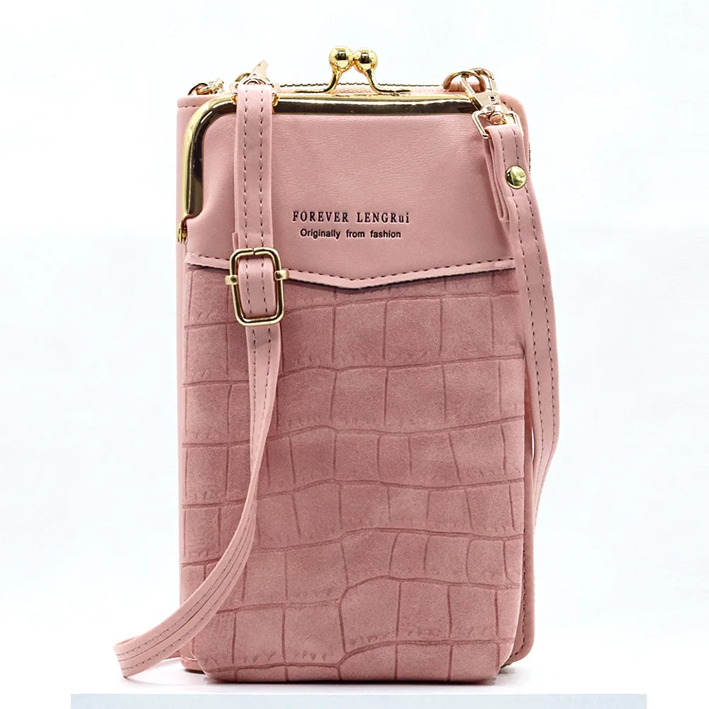 Women's Cross-Body Bag Korean Style Stone Pattern Wallet Zipper Change Mobile Phone Bag Vertical New