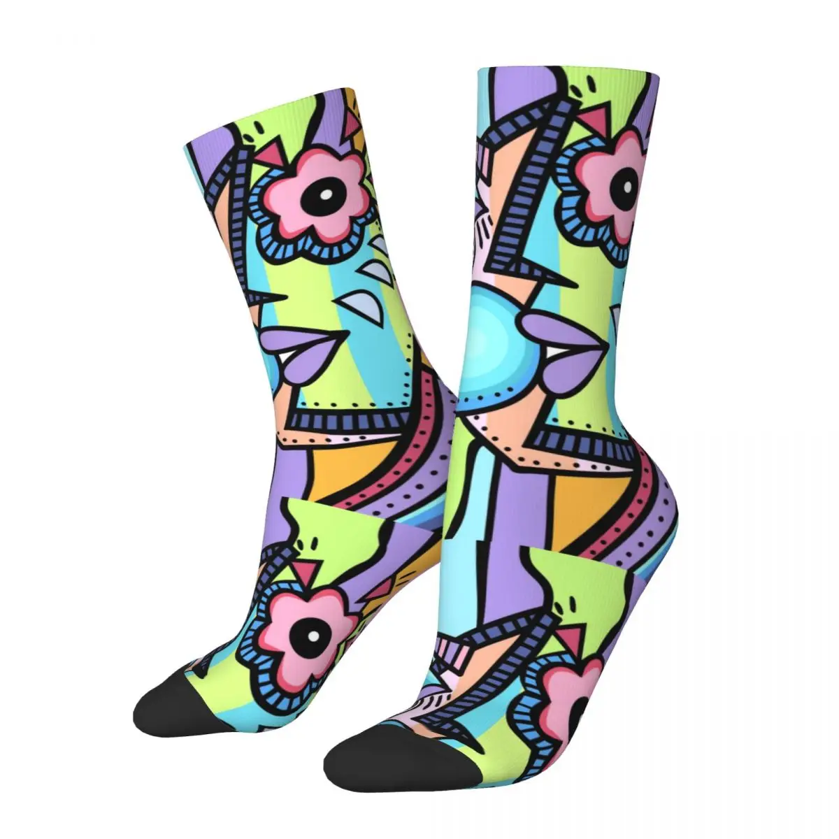 Happy Funny Men's Compression Socks Candy Pain Vintage Harajuku Candy Hip Hop Novelty Seamless Crew Crazy Sock Gift Printed