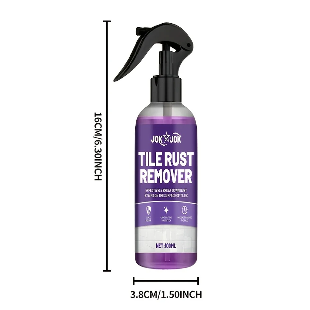 Tile/Ceramic Rust Remover - Fast-Acting Powder Remover for Iron on Tile Floors & Walls, Sodium Hydroxide Formula, Safe for Stone