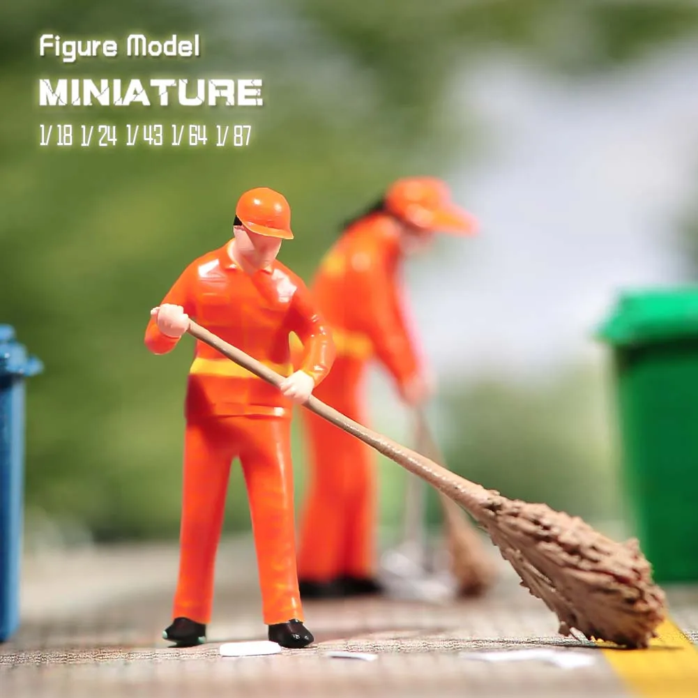 1/87 1/64 1/43 1/24 1/18 Anime Characters Street Cleaner Sanitation Worker Scene Figure Model Miniature Dolls Toy For Collection