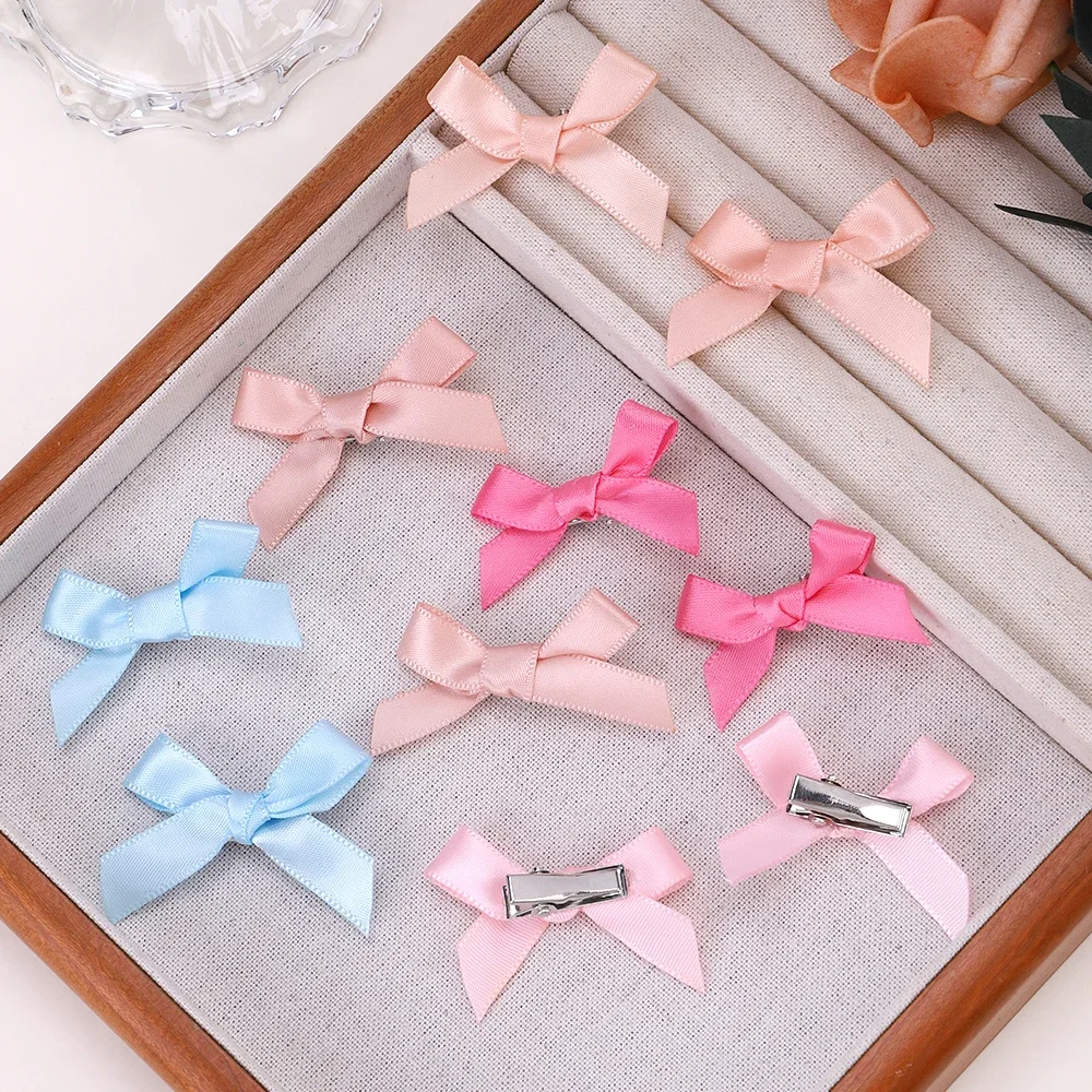 9/18Pcs Colors Silk Ribbon Bowknot Hair Clips Fashion Sweet Cute Girl Barrettes Colorful Lace Women Bobby Pin Y2K Accessories