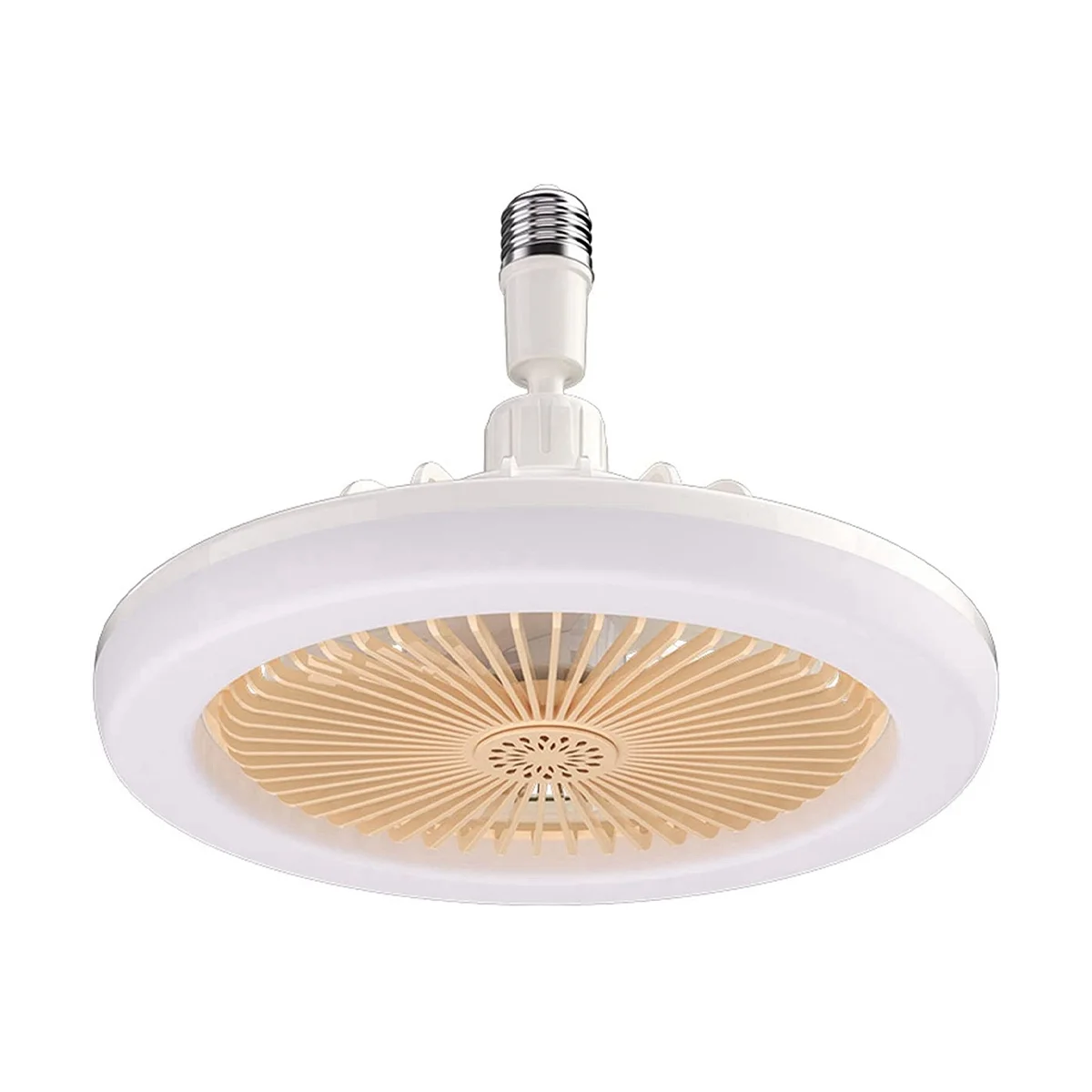 E27 Ceiling Fan with Lights,Enclosed Low Fan Light,Hidden Electric Fan Gimbal Lamp Holder(Cream Color)