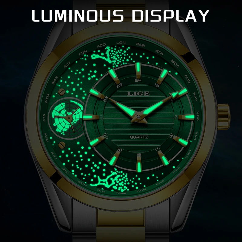 2026 LIGE العلامة التجارية الأعلى الساعات الفاخرة الرجال موضة عادية كوارتز ساعات المعصم 30 متر مقاوم للماء مضيئة الصلب ساعة رجالي Reloj Hombre #4