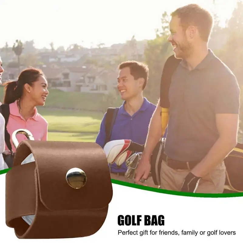 Golf Valuables Pouch Cowhide Golf Ball Bag Golf Bag Golf Balls Storage Bag With Metal Buckle Golf Accessories Case For Golf