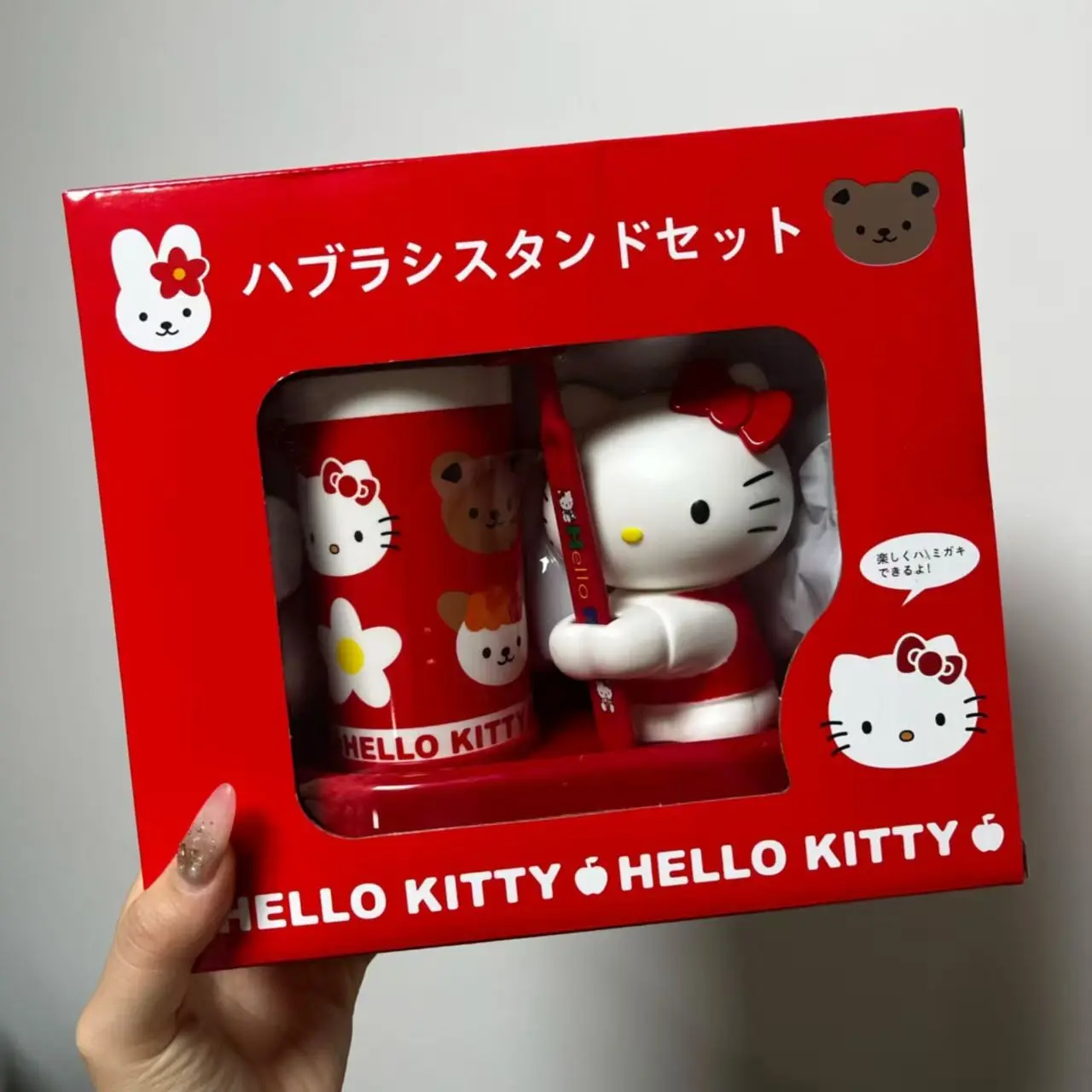 Anime Sanrio hellokitty Integrated Toothbrush And Rinse Cup Set Creative Bathroom Kit For Dorm Home Use Cute Gift For Girlfriend