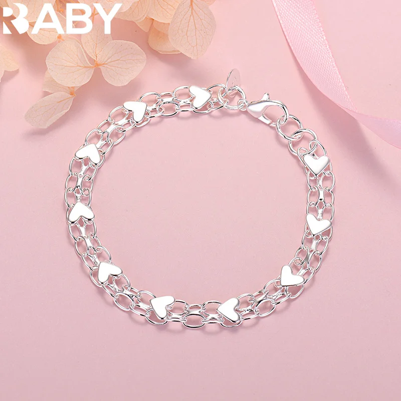 

New Original Design 925 Sterling Silver Romantic Heart Bracelet for Women Fashion Jewelry Wedding Party Valentine's Day Gifts