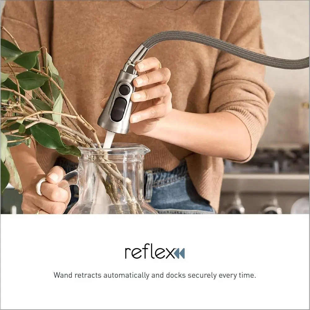 Reflex One-Handle Pull-Out Kitchen Faucet with PowerClean, SpotResist Stainless Steel, Brantford Model 7295SRS