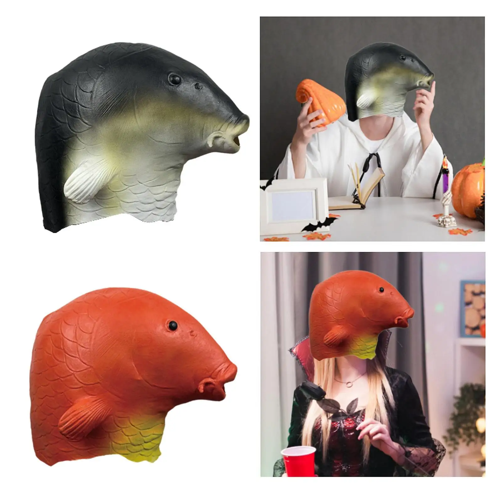 

Маска с головой рыбы животного, аксессуары, легкий полнолицевой чехол, реквизит для косплея для маскарада, вечеринки, Хэллоуина, карнавала, ролевых игр